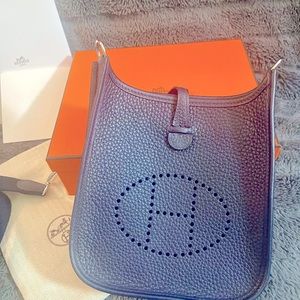 Hermes Brand New Mini Evelyn 16 Indigo Blue